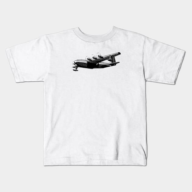 Large Flying Boat Kids T-Shirt by AeroGeek